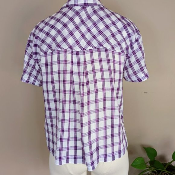 BP Drop Shoulder Purple Plaid Top - Size Small - Picture 4 of 8